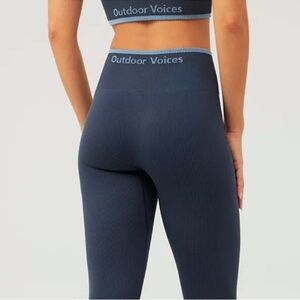 NWT Outdoor Voices Leggings Seamless Rib XXS Navy Running Athletic Gym Yoga‎